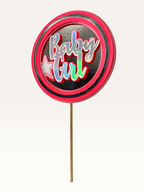 Paper Party Studio Baby Girl holographic cake topper with pink and silver finish