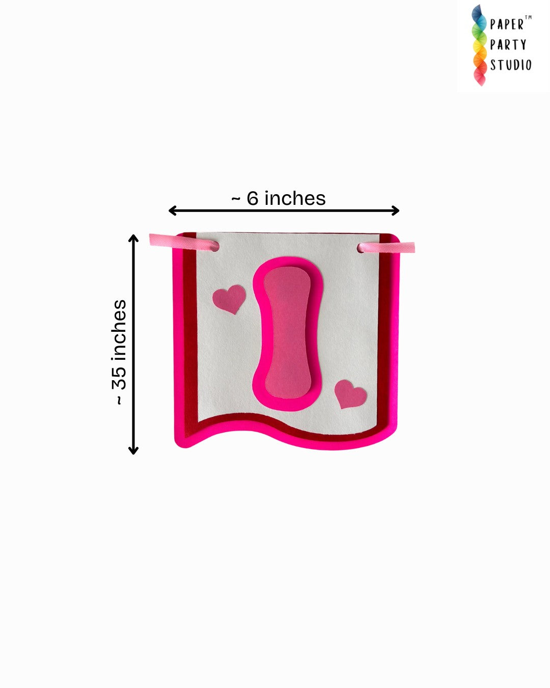 Paper Party Studio handmade pink heart I Love You paper banner for Valentine's Day and anniversary decorations.