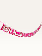 Paper Party Studio handmade I Love You paper banner in pink with heart and love-letter motifs for romantic occasions.
