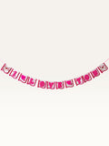 Paper Party Studio handmade I Love You paper banner in pink with heart and love-letter accents for romantic events.