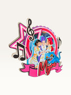Paper Party Studio personalised K-Pop themed layered cardstock cake topper with music notes and custom name banner.