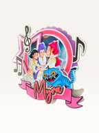 Paper Party Studio personalised K-Pop themed layered cardstock cake topper with music notes and Myra name banner