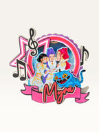 Paper Party Studio personalised K-Pop themed layered cardstock cake topper with music notes and custom name banner