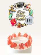 Paper Party Studio personalised 3D law-themed cake topper featuring scales, gavel, and diploma on a birthday cake.