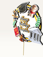 Paper Party Studio personalised 3D law-themed cake topper featuring scales, gavel, diploma, and courthouse motifs.