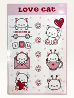 Paper Party Studio Love Cat glossy sticker sheet featuring cute white kittens with pink and red heart accents