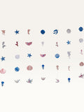 Paper Party Studio under the sea hanging backdrop with pink and blue cardstock mermaid, shell, and starfish shapes.