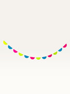 Paper Party Studio neon scallop string garland in bright pink, blue, and lime green for candy themed birthday parties