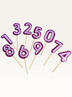 Paper Party Studio pink foil number cake toppers on bamboo sticks for birthday cakes and cupcakes