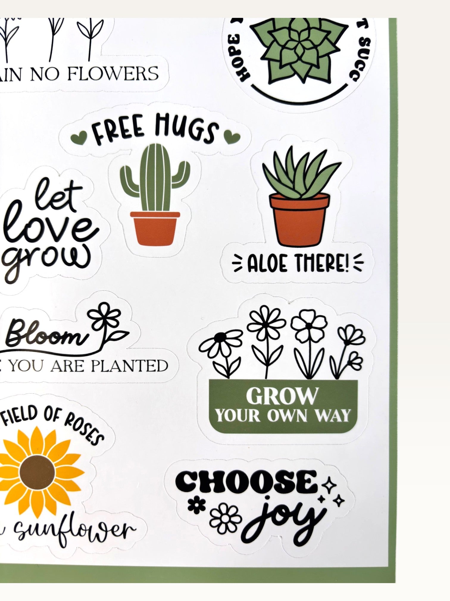Paper Party Studio plant lover sticker sheet with glossy kiss-cut succulent, cactus, and sunflower designs.