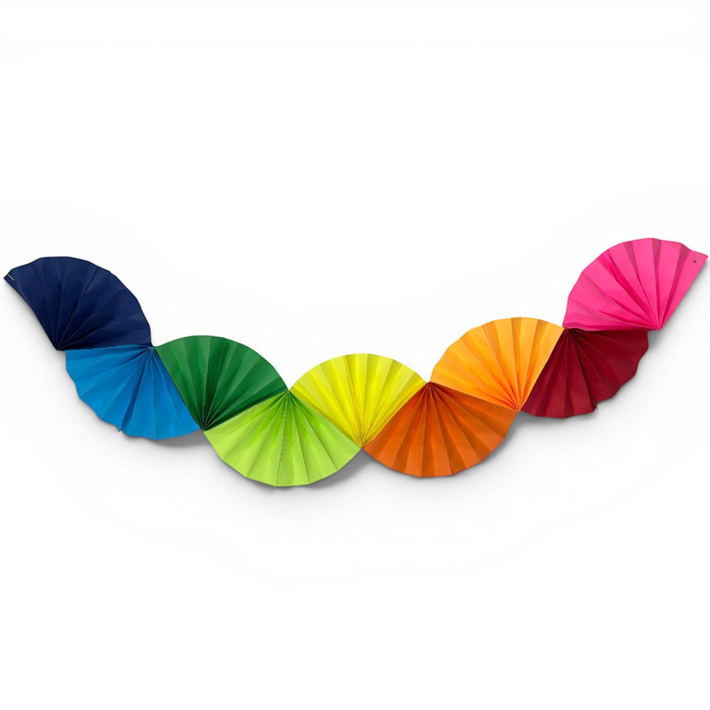 Paper Party Studio rainbow paper folding fan garland for birthday party wall decoration