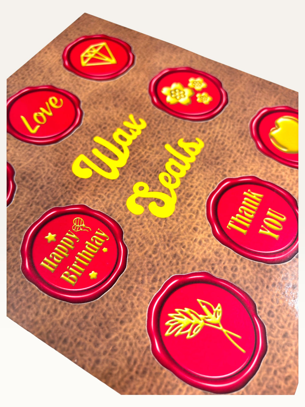 Paper Party Studio wax seal sticker sheet with red glossy vintage motifs for gift wrapping and envelopes