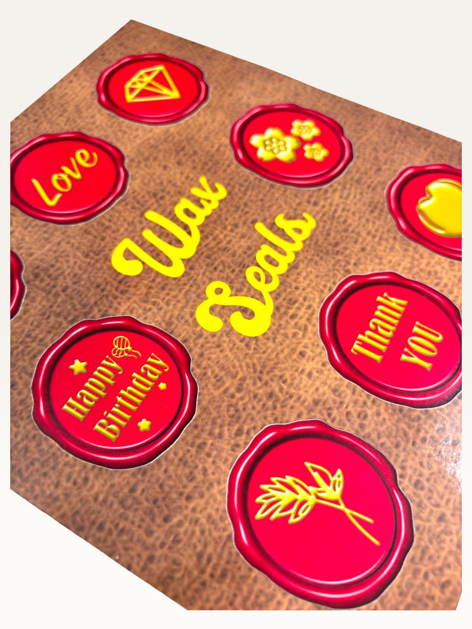 Paper Party Studio wax seal sticker sheet with red glossy vintage motifs for gift wrapping and envelopes