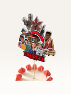 Paper Party Studio personalised Stranger Things themed cake topper featuring show characters and retro 80s icons.