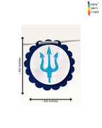 Paper Party Studio blue scalloped paper garland featuring a trishul design for Mahashivratri and pooja home decor.
