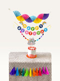Paper Party Studio unicorn rainbow birthday party decoration set with personalised cake topper and colourful banners