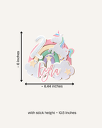 Paper Party Studio unicorn rainbow birthday cake topper with glitter accents